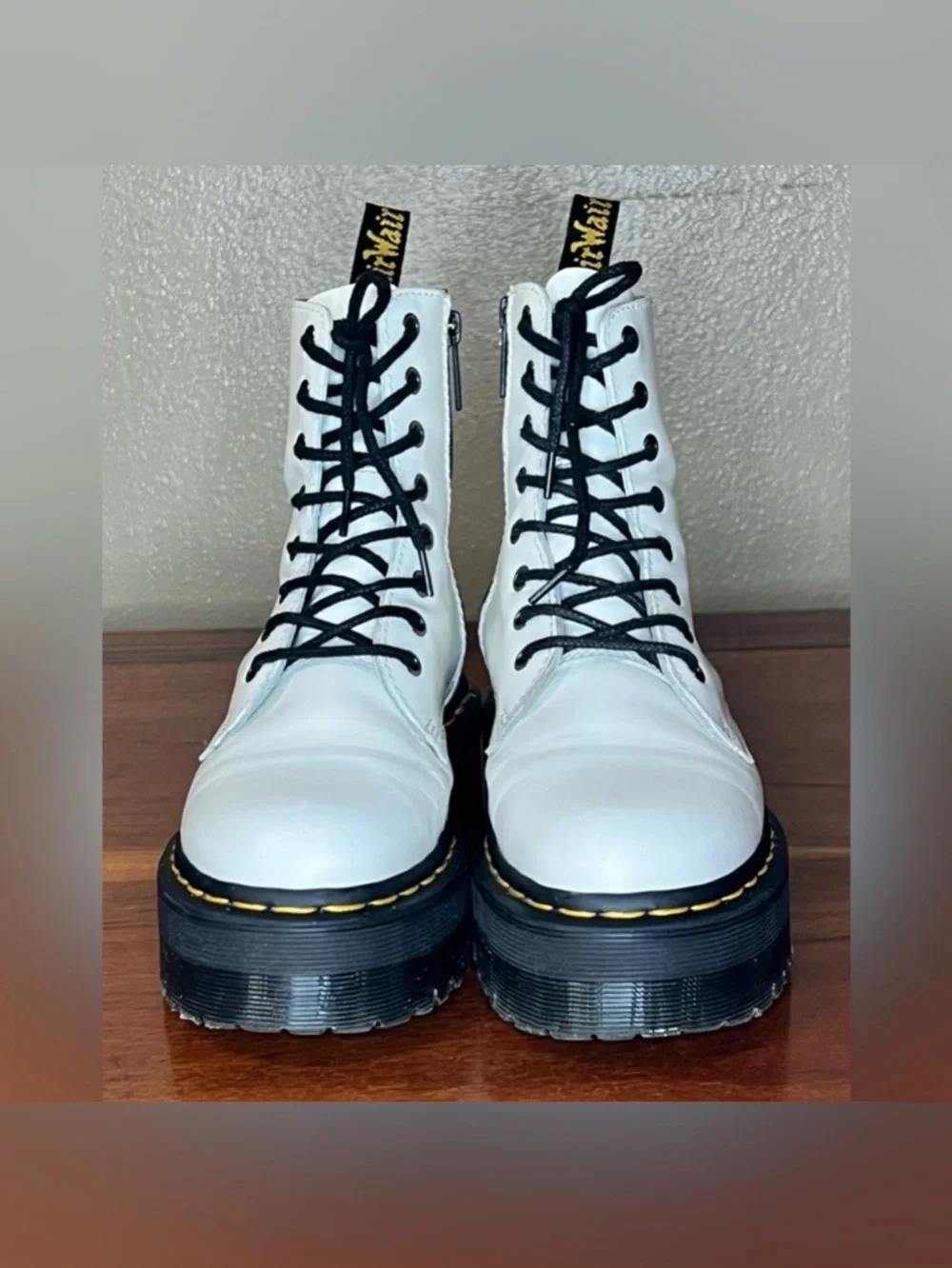 Dr. Doc Martens Jadon Platform Leather Zip Combat Boots Goth Grunge Festival - Picture 5 of 14
